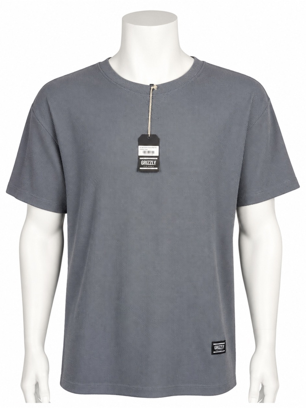 NWT Grizzly Griptape Mens XL Gray Waffle Knit Short Sleeve Crew Neck T-Shirt New